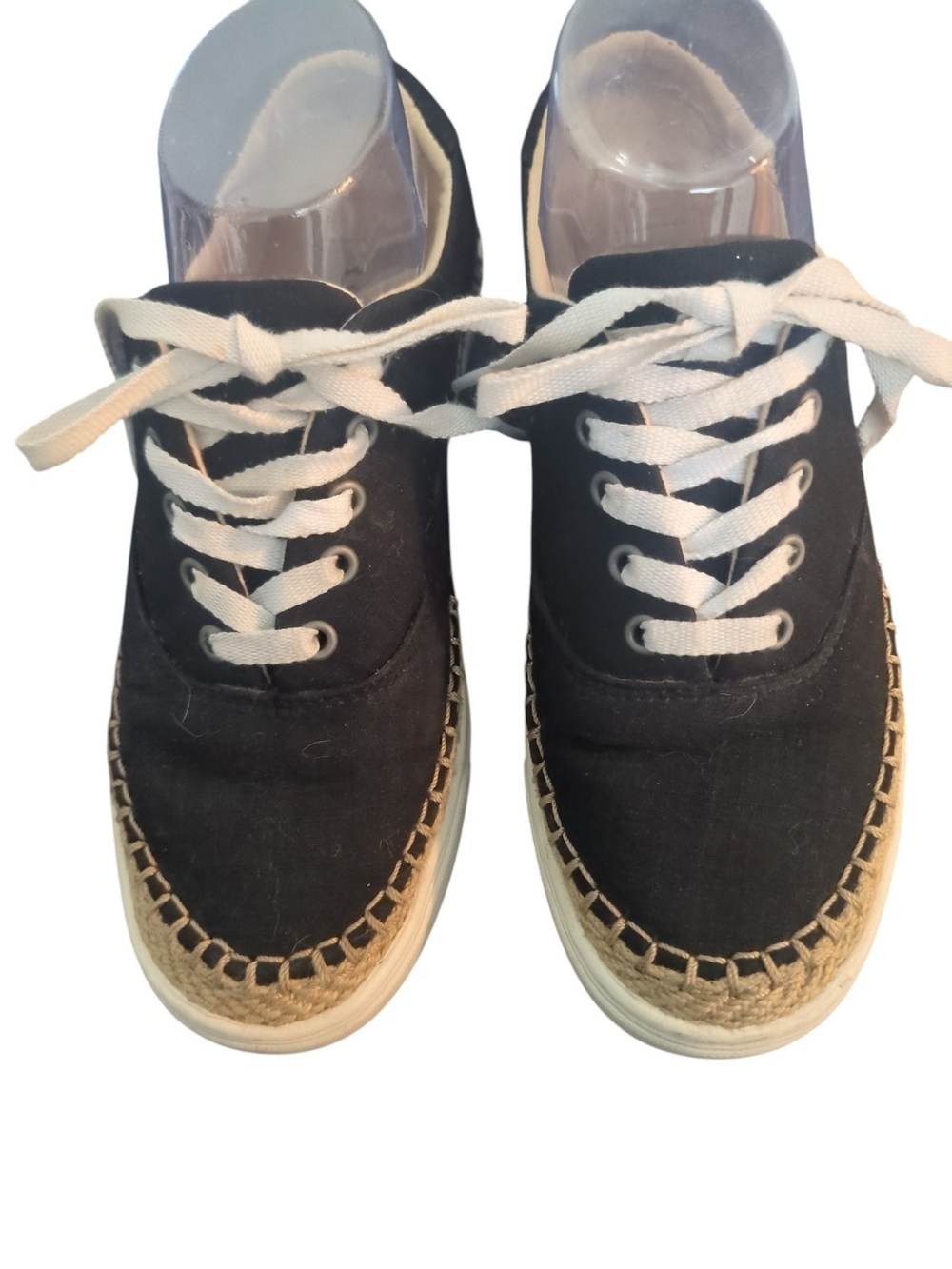 UGG Eyan II Canvas Espadrille Sneakers Black Lace Up Shoes Women's Sz 7 Coastal
